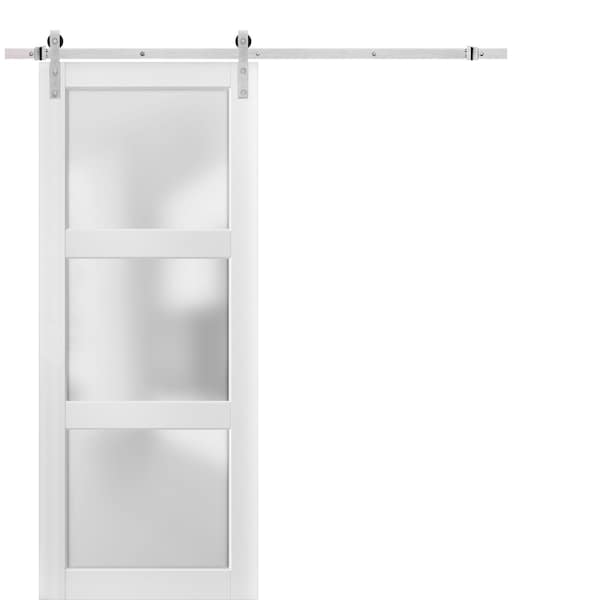 Sartodoors Barn Interior Door, 30" x 80", White LUCIA2552BD-S-BEM-30 - main